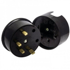 Вилка и гнездо для электроплит двухфазное черное бакелит 380B Lemanso LMA317