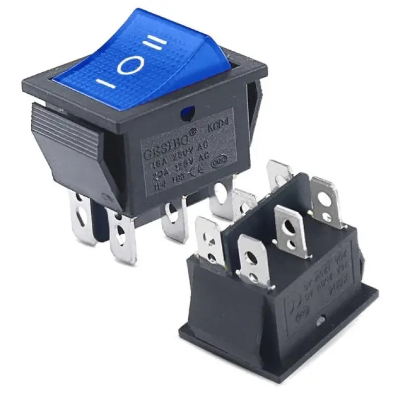 Перемикач Lemanso LSW02 великий синій з підсвіткою /КСD2-201/N