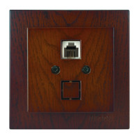Розетка одинарная телефонная RJ-11 NILSON Touran орех 24271040