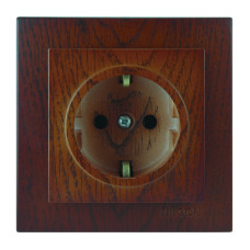 Розетка одинарная с/з NILSON Touran орех 24271017