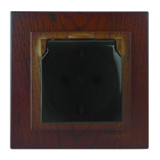 Розетка одинарная с/з и крышкой NILSON Touran орех 24271018