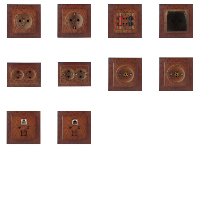 Розетка одинарная с/з и крышкой NILSON Touran орех 24271018