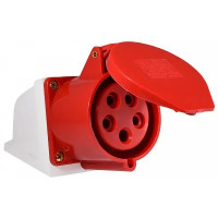 Гнездо силовое стационарное LM2013 (ГС) (124) Lemanso 32А 4п (3п+н) 380-415V IP44 красное