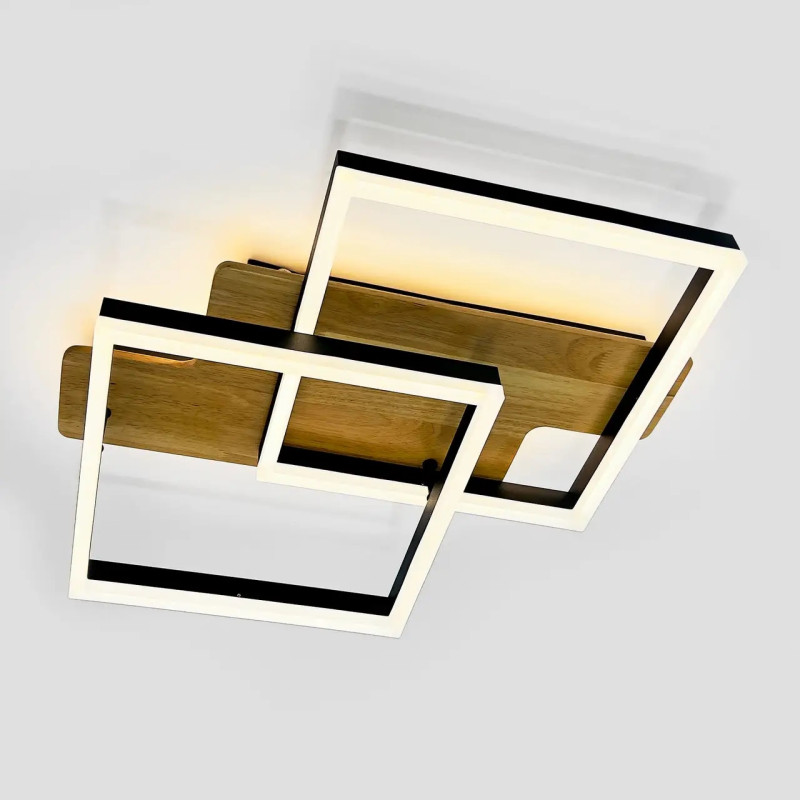 Світлодіодна LED люстра WOODY 85W-2S-APP-500x430x135-BLACK/WOOD-220-IP20 Esllse