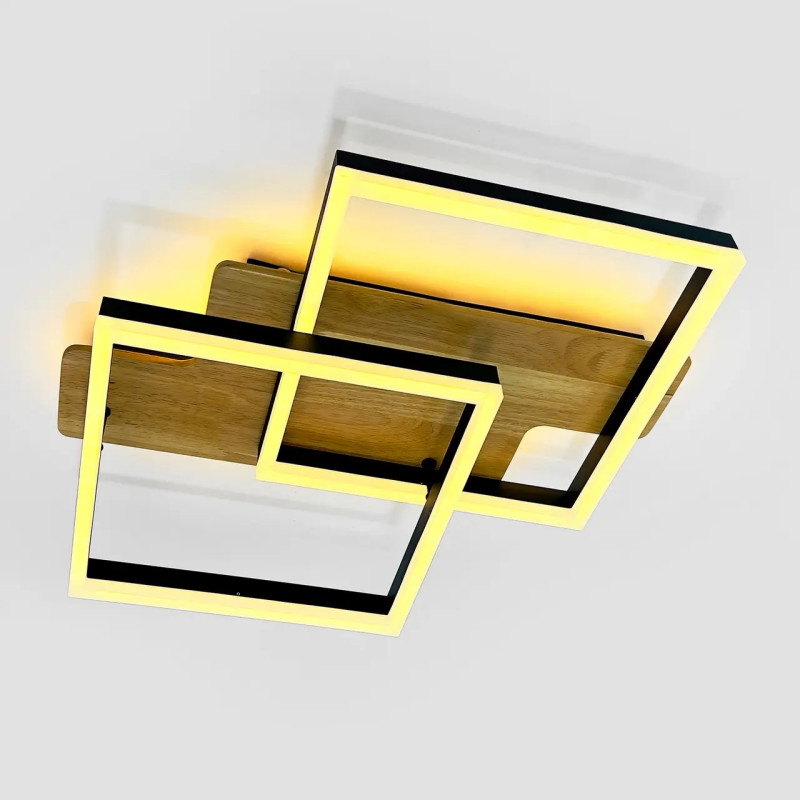 Світлодіодна LED люстра WOODY 85W-2S-APP-500x430x135-BLACK/WOOD-220-IP20 Esllse