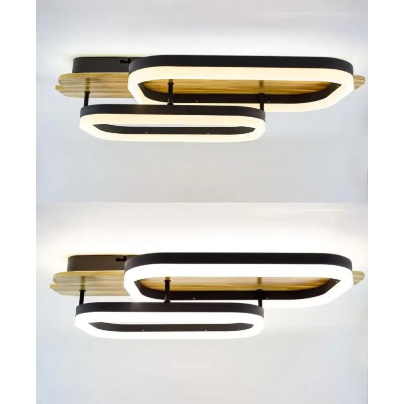 Світлодіодна LED люстра WOODY 95W-2SQ-APP-650x420x135-BLACK/WOOD-220-IP20 Esllse