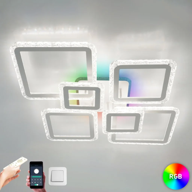 Світлодіодна LED люстра OVAL ICE RGB 120W 7S-SMART-960x750x110-WHITE-220-IP20 Esllse