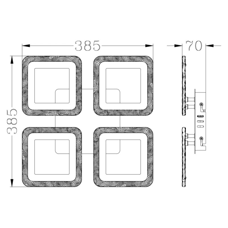 Світлодіодна LED люстра ROOM ICE RGB 70W 4S-APP-385x385x75-BLACK-220-IP20 Esllse