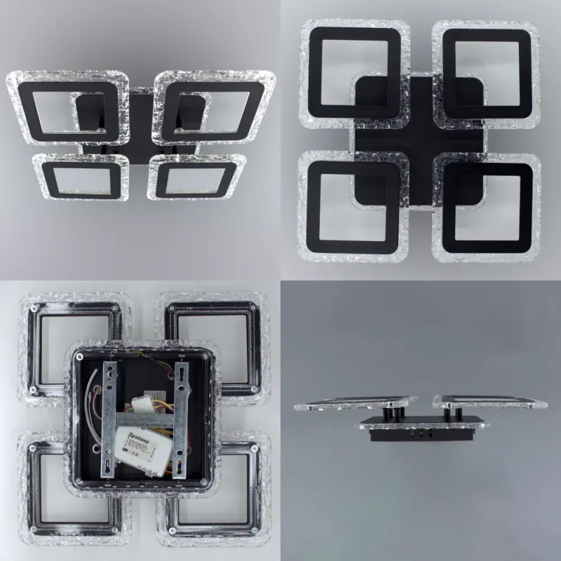 Світлодіодна LED люстра ROOM ICE RGB 70W 4S-APP-385x385x75-BLACK-220-IP20 Esllse