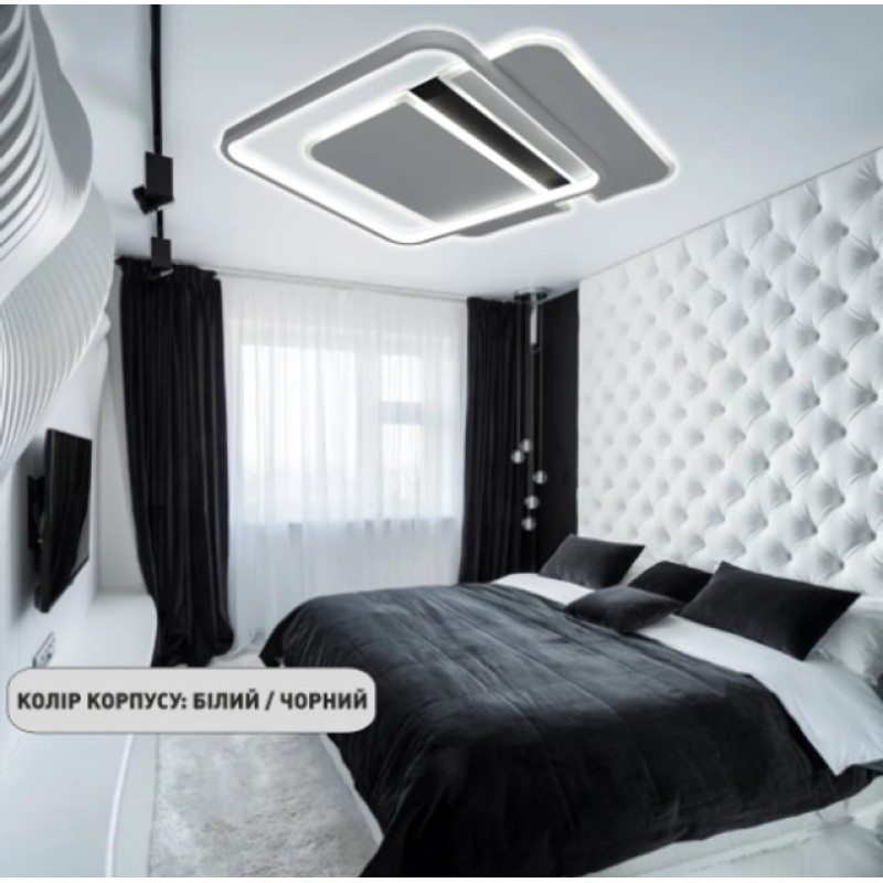Світлодіодна LED люстра SAVIO 100W 2S-500x500x60-WHITE/BLACK-220-IP20 Esllse