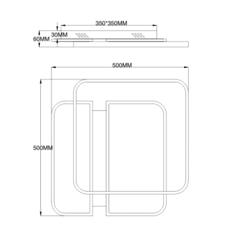 Світлодіодна LED люстра SAVIO 100W 2S-500x500x60-WHITE/BLACK-220-IP20 Esllse