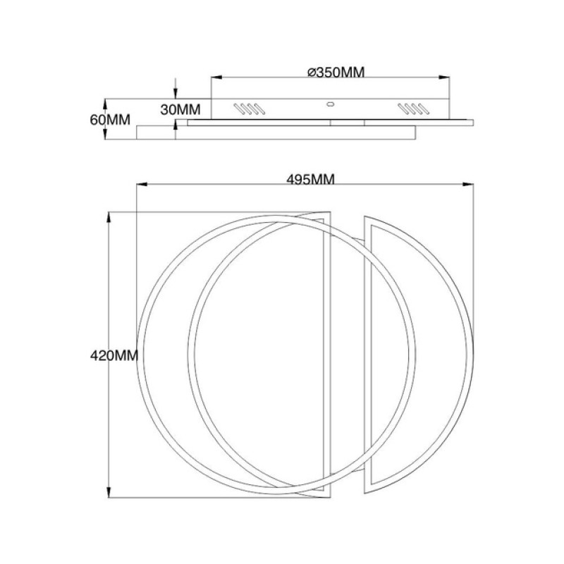 Світлодіодна LED люстра SAVIO 85W 2R-495x420x60-WHITE/BLACK-220-IP20 Esllse