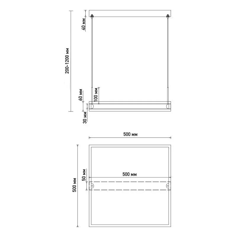 Світлодіодна LED люстра STELLA-100W-S-APP-500x500x1200-GREY/WHITE-220-IP20 Esllse
