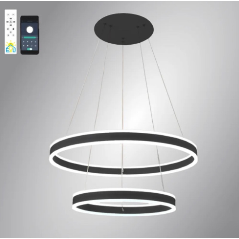 Світлодіодна LED люстра STELLA 160W 2R-APP-600x1200-BLACK-220-IP20 Esllse