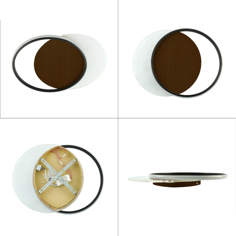 Светодиодная LED люстра AMATO-60W-2R-APP-400x520x52-BLACK/WOOD/CLEAR-220-IP20 Esllse