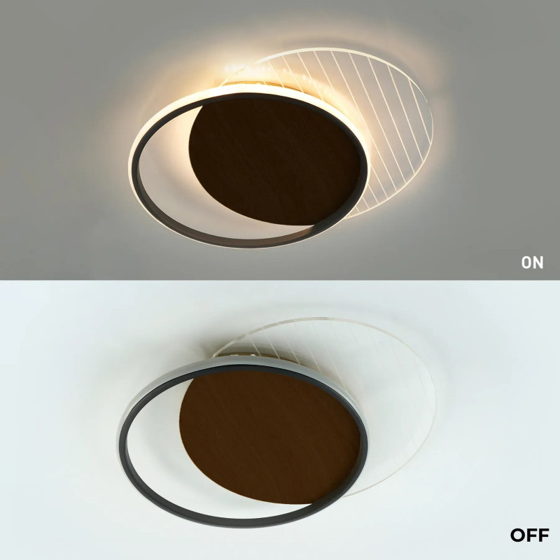 Светодиодная LED люстра AMATO-60W-2R-APP-400x520x52-BLACK/WOOD/CLEAR-220-IP20 Esllse