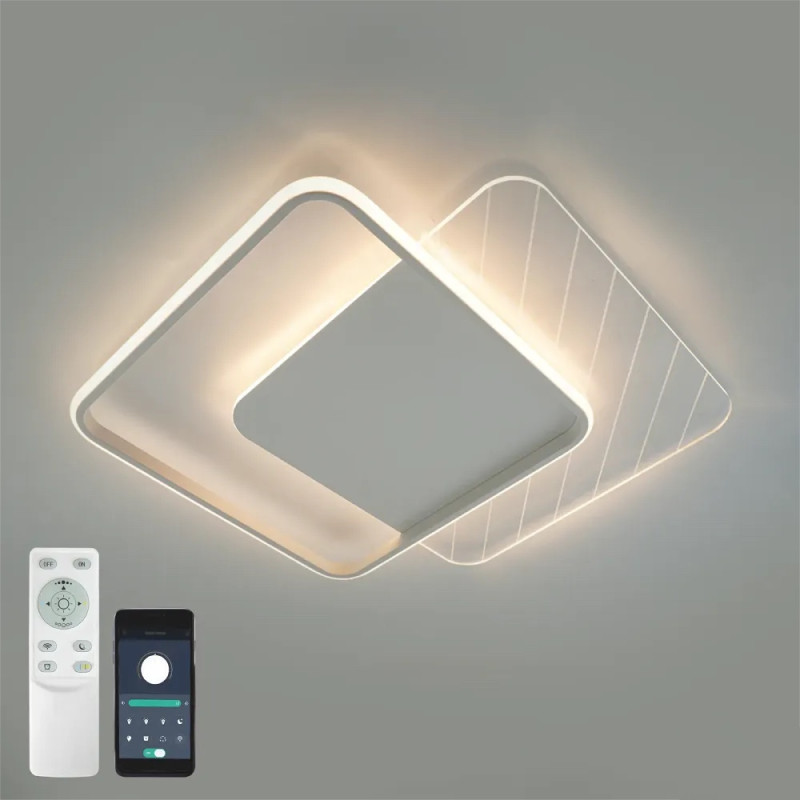 Светодиодная LED люстра AMATO-60W-2S-APP-505x505x52-WHITE/CLEAR-220-IP20 Esllse