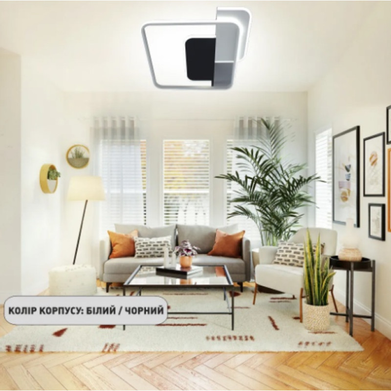 Світлодіодна LED люстра CODE 70W 3S-500x490x55-WHITE/BLACK-220-IP20 Esllse