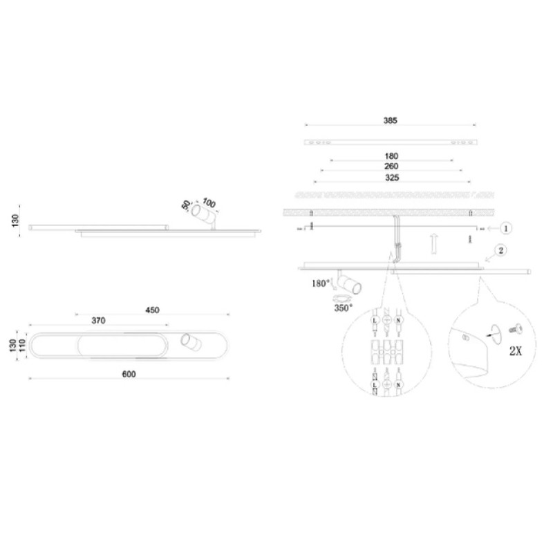 Світлодіодна LED люстра EDINBURGH 42+3W LR SMART-600×130×130-WHITE/BLACK-220-IP20 Esllse