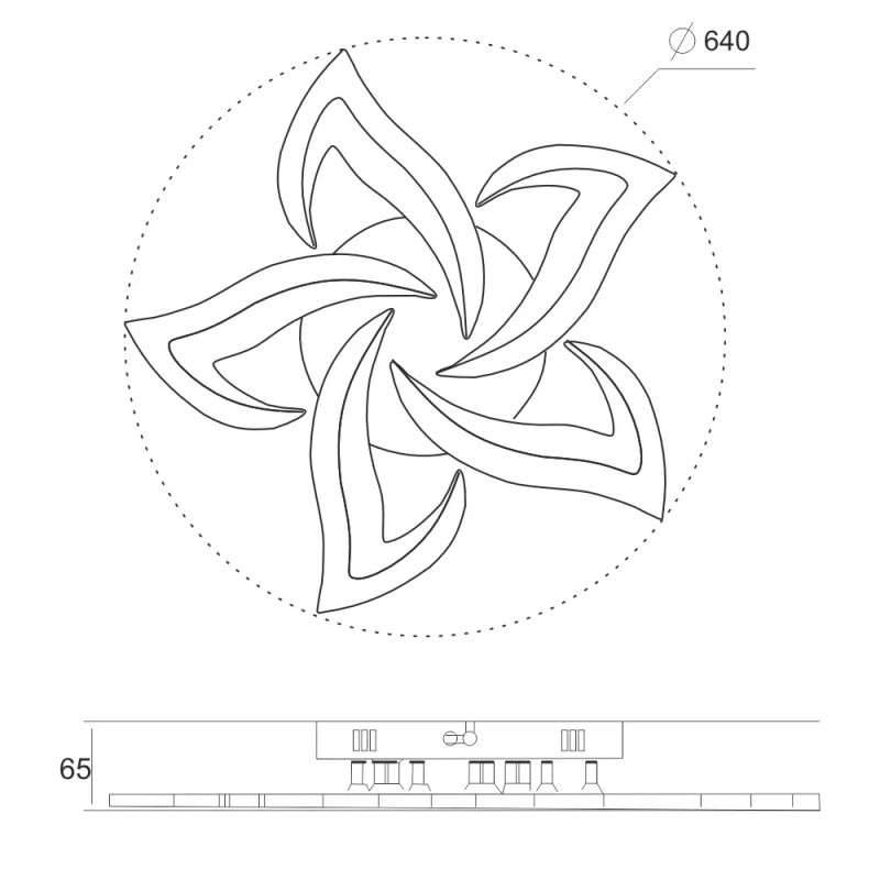 Світлодіодна LED люстра ELLA 70W5F-APP-640x65-BLACK/WHITE-220-IP20 Esllse