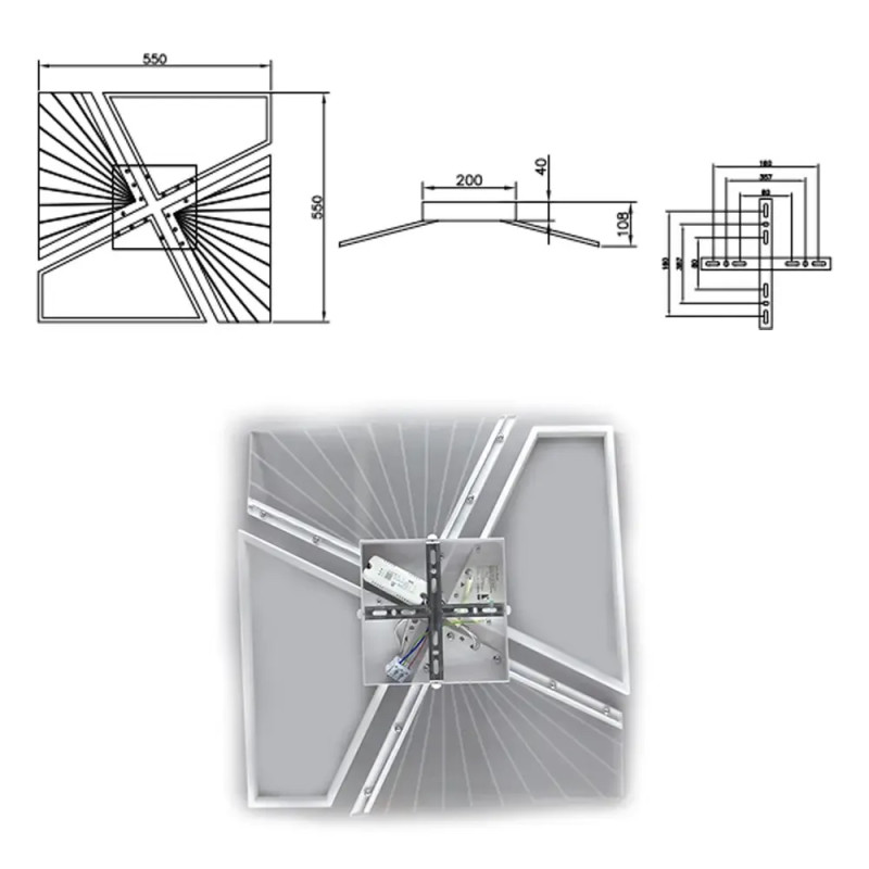 Светодиодная LED люстра GALAXY 80W 4Q SMART 550x550x108-WHITE-220-IP20 Esllse