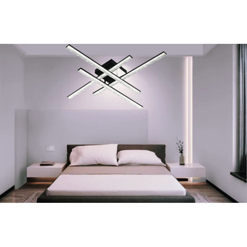 Светодиодная LED люстра LINE-60W-4L-SMART-810x810x125-BLACK-220-IP20 Esllse