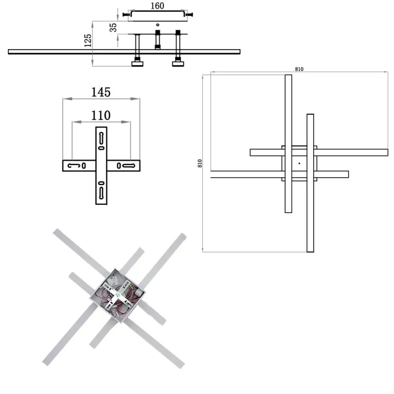 Світлодіодна LED люстра LINE-60W-4L-SMART-810x810x125-WHITE-220-IP20 Esllse