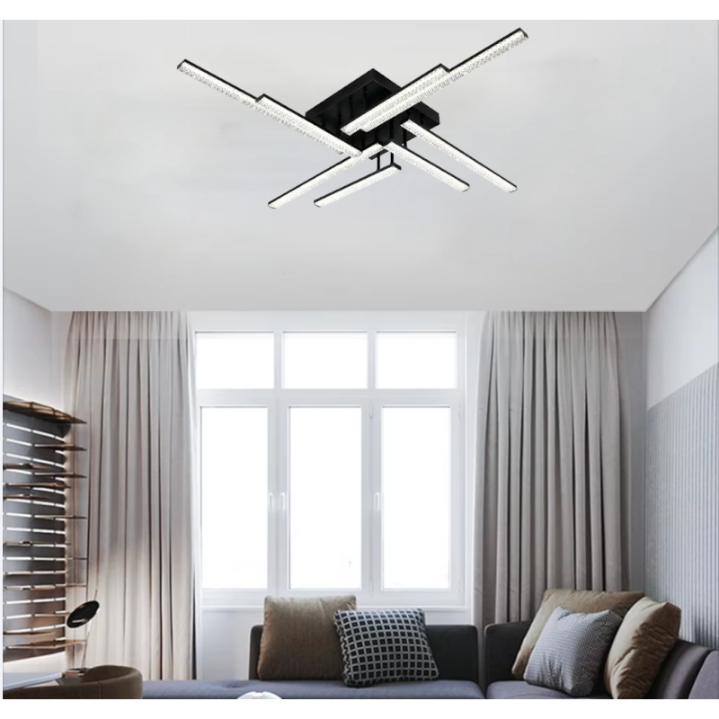 Світлодіодна LED люстра LINE-76W-8L-SMART-955x955x125-BLACK-220-IP20 Esllse