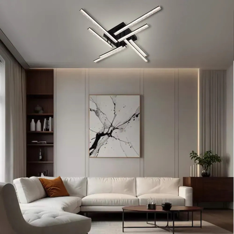 Світлодіодна LED люстра LINE-76W-8L-SMART-955x955x125-BLACK-220-IP20 Esllse