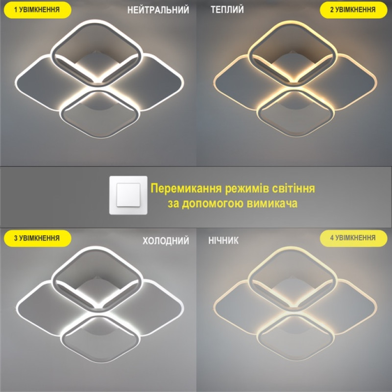 Світлодіодна LED люстра OSAKA-65W-4S-APP-435x435x65-WHITE-220-IP20 Esllse