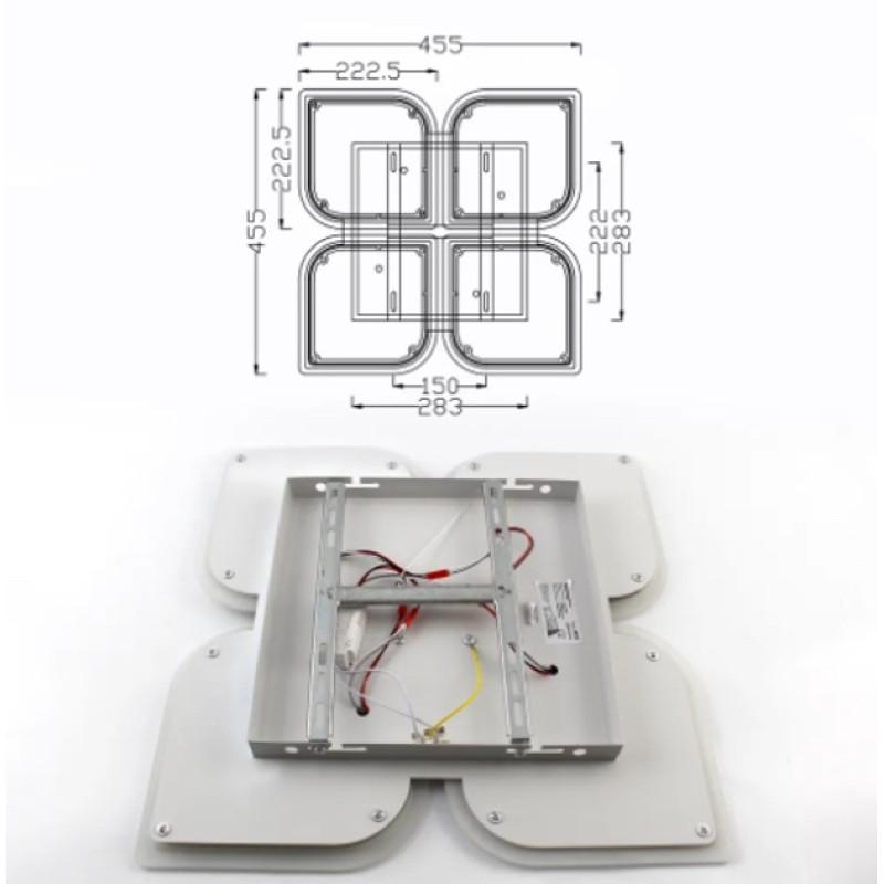 Світлодіодна LED люстра AERO 70W 4F-455x455x57-WHITE-220-IP20 Esllse