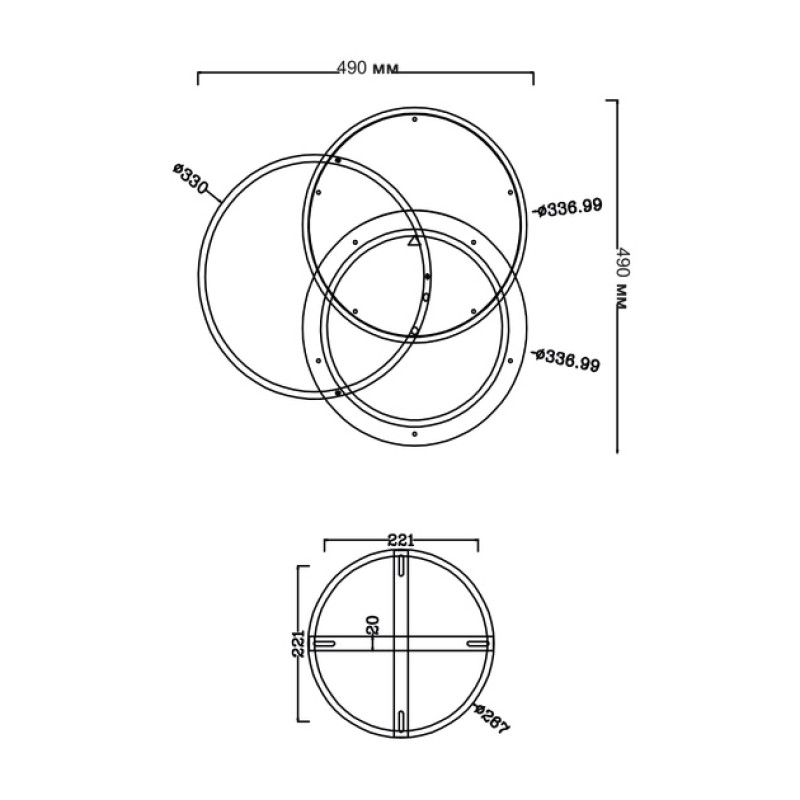 Світлодіодна LED люстра (NEW) VEGA triple 80W 3R-ON/OFF-490х60-WHITE/WHITE-220-IP20 Esllse