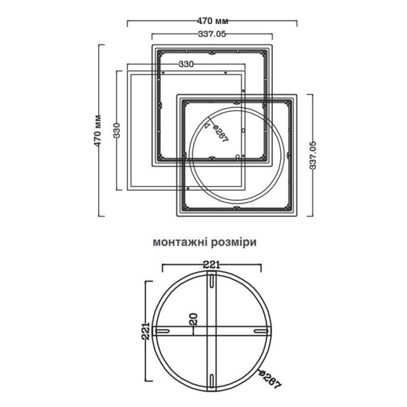 Світлодіодна LED люстра (NEW) VEGA triple 80W 3S-ON/OFF- 470×470×60-WHITE/WHITE-220-IP20 Esllse