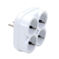 Четверник переходник с заземлением DE-PA белый