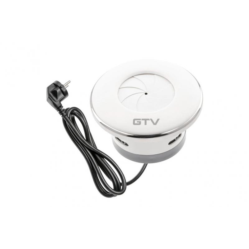 Подовжувач GTV круглий врізний SHUTTER, 1xSCHUKO, кабель з вилкою 1,5м, білий AE-GM1SSHU-10