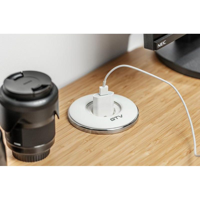 Подовжувач GTV круглий врізний SHUTTER, 1xSCHUKO, кабель з вилкою 1,5м, білий AE-GM1SSHU-10