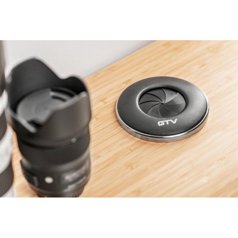 Подовжувач GTV круглий врізний SHUTTER, 1xSCHUKO, кабель з вилкою 1,5м, чорний AE-GM1SSHU-20