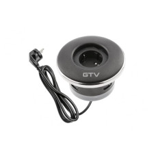 Подовжувач GTV круглий врізний SHUTTER, 1xSCHUKO, кабель з вилкою 1,5м, чорний AE-GM1SSHU-20