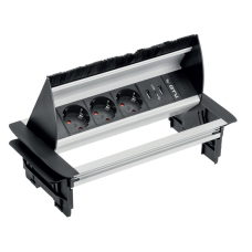 Подовжувач GTV з пропуском під кабель 3 розетки SCHUCKO 2xUSB провід 1,5м з вилкою Алюміній AE-PBC3GS2U-53BKS