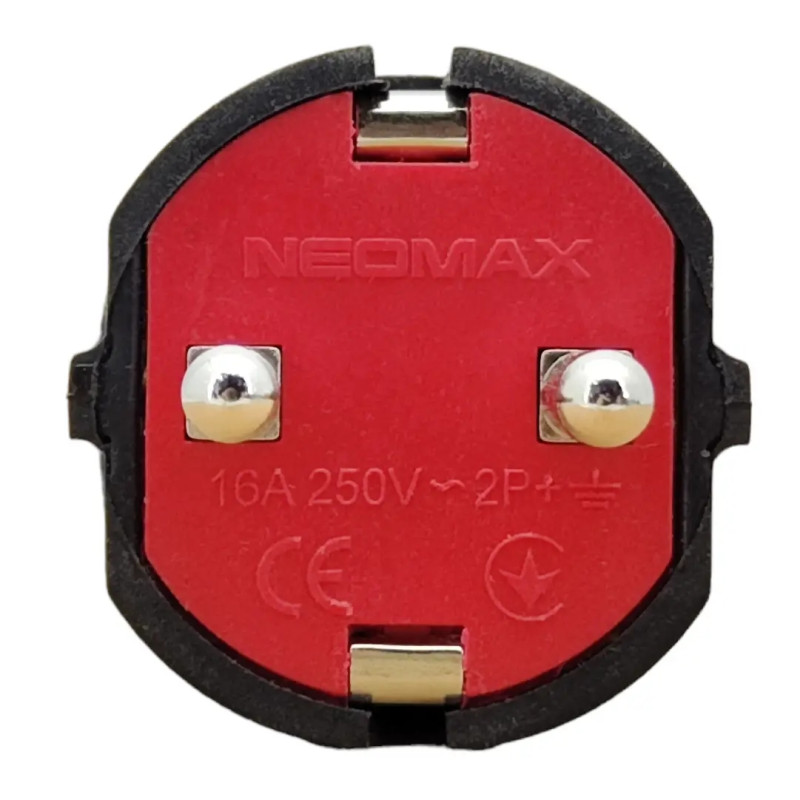 Вилка штепсельная прямая с заземлением NX1100 NEOMAX черная