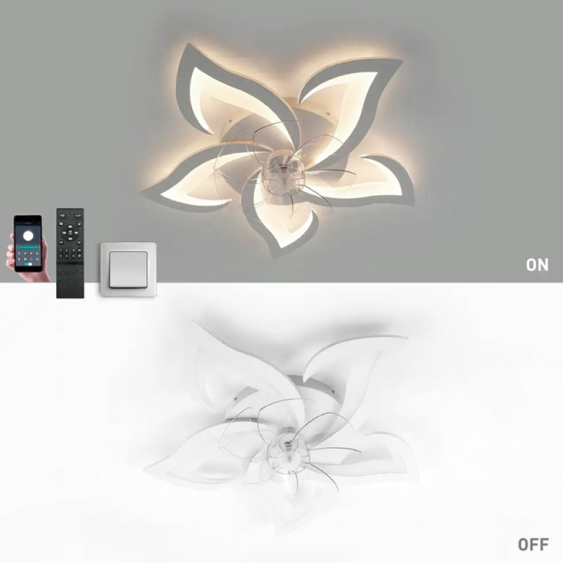 Управляемая светодиодная люстра с вентилятором FAN ELLA 72W+18W 5F-APP-680x120-WHITE/WHITE-220-IP20