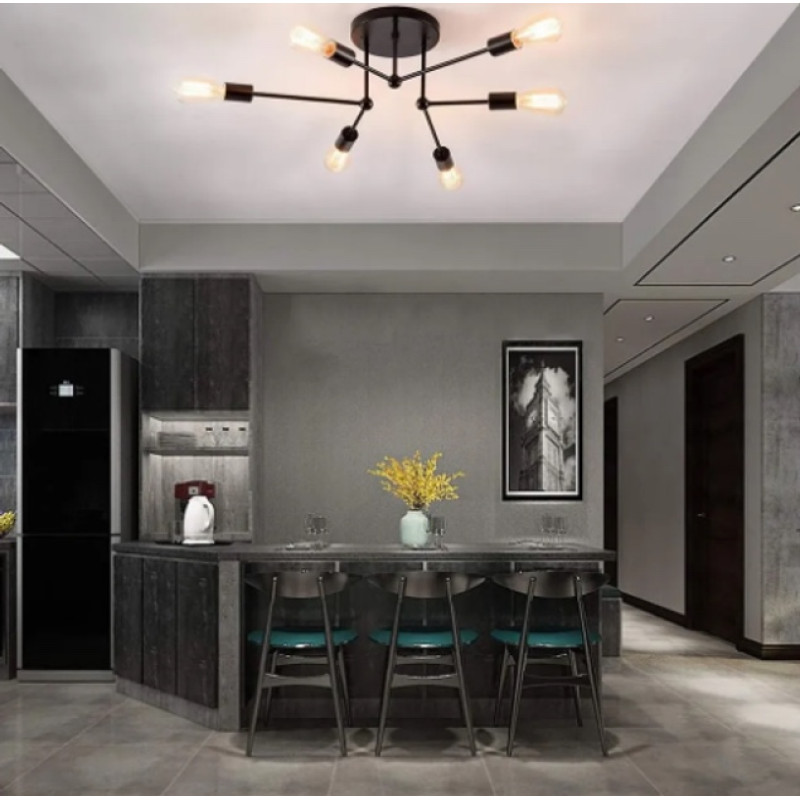 Люстра BELFAST 6xE27 R 740x190 BLACK 220-IP20 Esllse