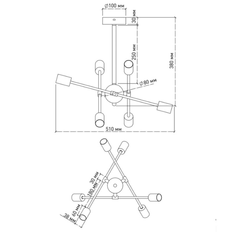 Люстра YORK 6xE27 R 510x380 WHITE 220-IP20 Esllse