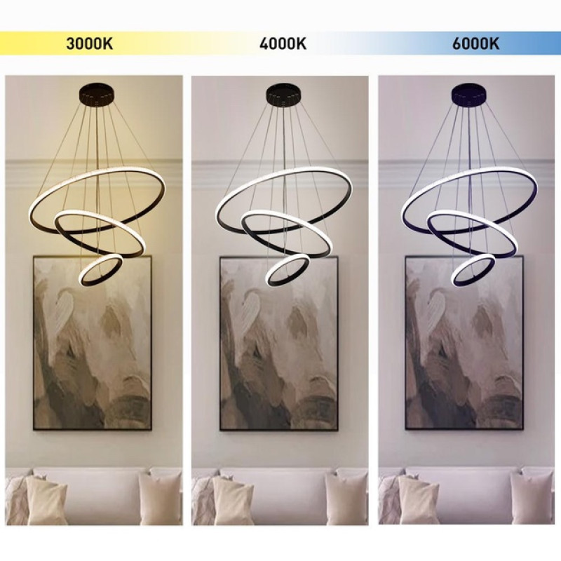 Люстра керована світлодіодна підвісна AKRILIKA 3R 70 Вт 600x1100 мм Чорна Esllse