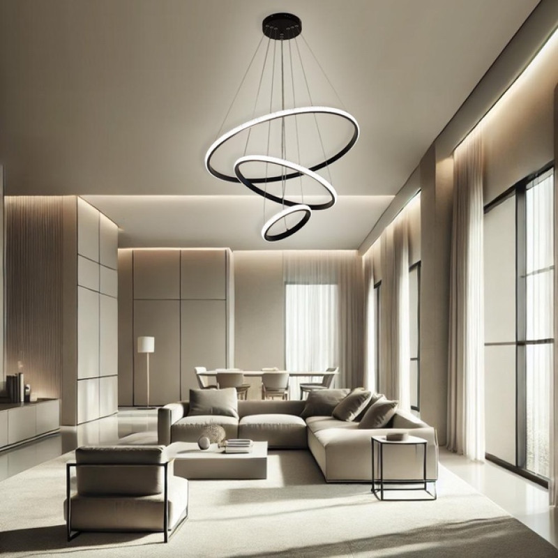 Люстра керована світлодіодна підвісна AKRILIKA 3R 70 Вт 600x1100 мм Чорна Esllse