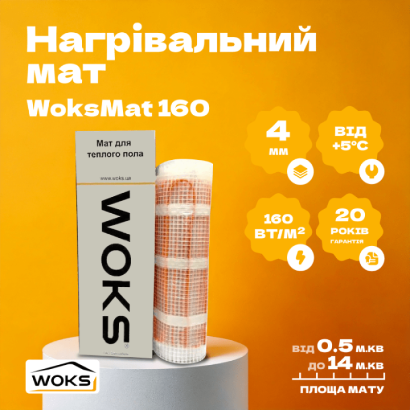 Двухжильный мат WoksMat 160 (2,00 м2) 320 Вт Woks Grayhot