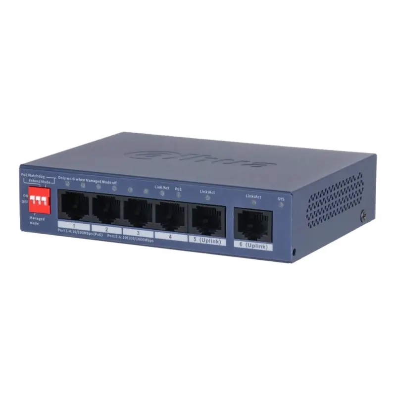 Комутатор 4 порти керований Dahua DH-CS4006-4ET2GT-36 PoE