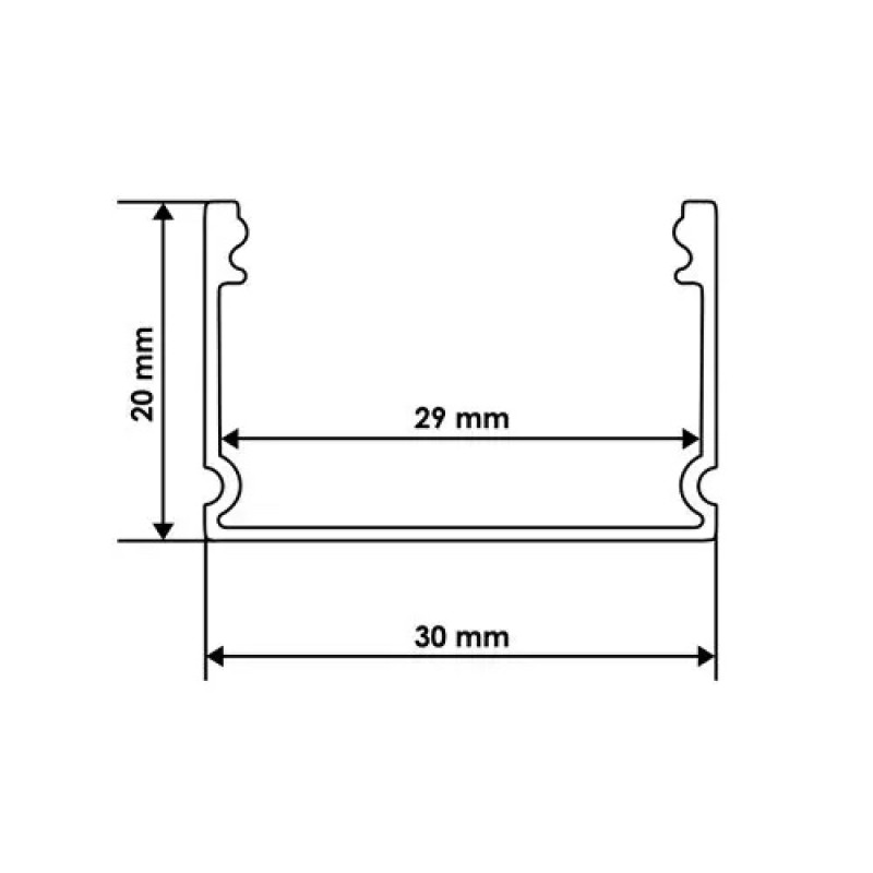 BIOM Профіль алюмінієвий  LP-20A 20*30 накладний анодований білий палка 2м (без рассеивателя)