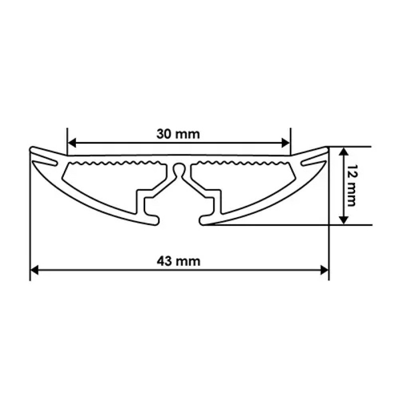 Профиль алюминиевый ЛПР-60 полукруглый анодированный (палка 2м) (Р-19) BIOM (без рассеивателя) (LPR-60A)