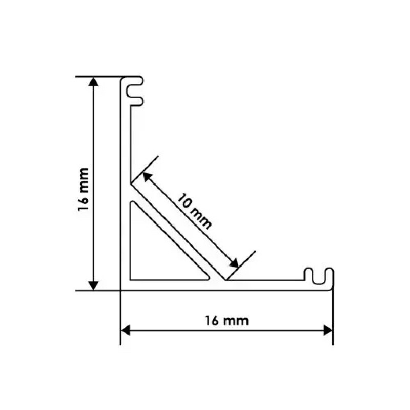 Профіль алюмінієвий  ЛПУ16  16*16 кутовий анодований (палка 2м)  (Р-13) BIOM (без розсіювача) (ЛПУ-16А)